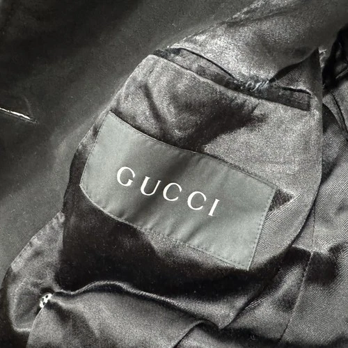 Gucci by Frida Giannini AW07 Velvet Trim Moleskin Peacoat 46R Made in Italy image 5