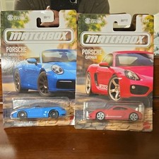 Matchbox Porsche 1:64 Diecast Lot 2 911 Carrera Cabriolet Blue Cayman Red