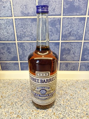 Three Barrells Rare Old French Brandy 1litre 70proof 60's Unopend