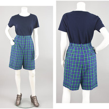Vintage Talbots Pleated Plaid Bermudas Shorts, Women's Size 8, 28" Waist