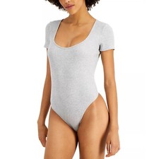 JENNI Square Neck Ribbed Bodysuit Heather Grey XXXL