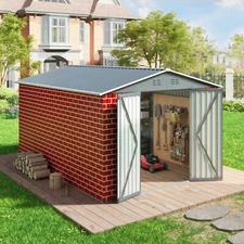 JAXSUNNY 8 x 12Ft Outdoor Storage Shed Steel Tool Shed with Lockable Doors Vents