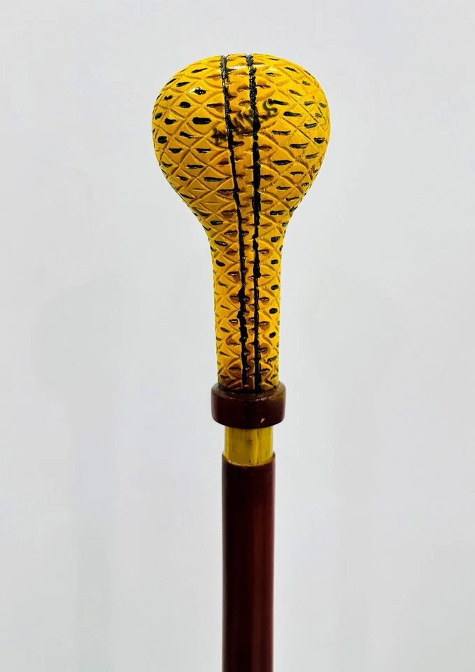 Bastón de Lujo Cabeza de Cobra Amarillo, Colorido Lujo Mango de Serpiente Moda Foto 2 de 4
