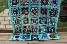 granny square afghan, Crocheted Afghan, Throw, Couch Throw, Crochet Blanket