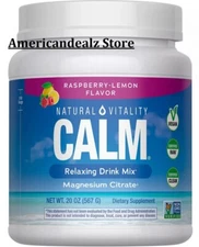 Natural Vitality Calm Magnesium Citrate Powder Raspberry Lemon PICK 8 oz / 20 oz