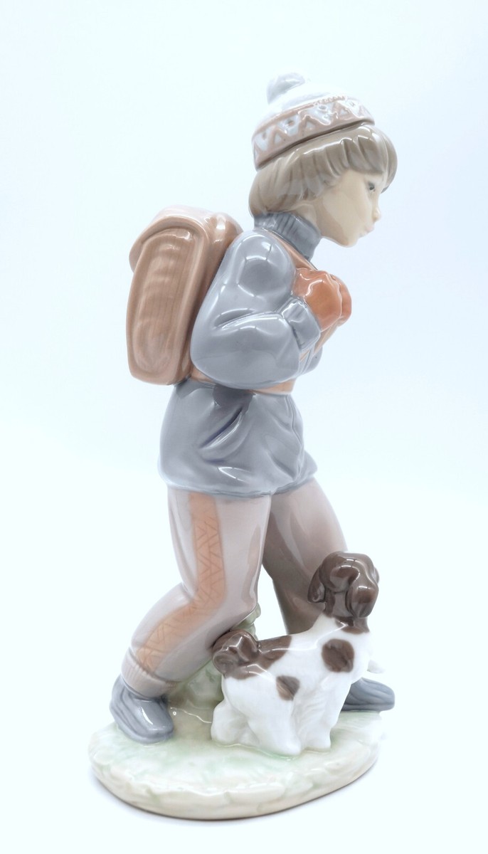 Lladro 6017 Thursday's Child ~ Boy with Backpack and Dog Porcelain