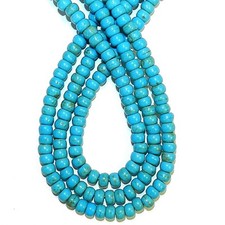 NG2682 Blue Turquoise 6mm Rondelle Magnesite Gemstone Beads 15"