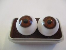 22 mm Brown Vintage Round Handblown Glass Eyes Hollow 12.2 mm Iris   P441