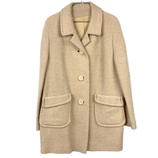 Vintage Betty Rose Tan Textured 3-Button Twee Teddy Coat M/L