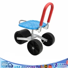 Garden Cart Rolling Stool w/ Wheels Adjustable Height Greenhouse Planting Work