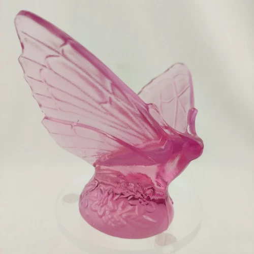 Vintage Fenton Pink Mauve Dusty Rose Butterfly Glass Figure Wings Up