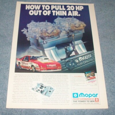 1991 Mopar Performance Vintage Racing Ad ''How to Pull 20 HP Out of Thin Air''