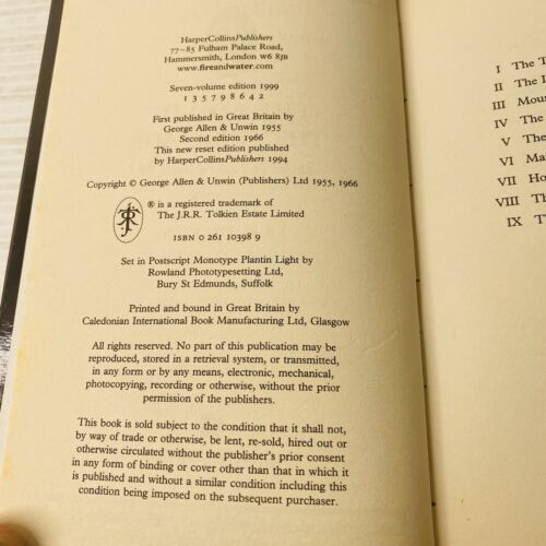 The lord of the rings by J.R.R. Tolkien SEVENTH VOLUME EDITION 1999 - Foto 8 di 9