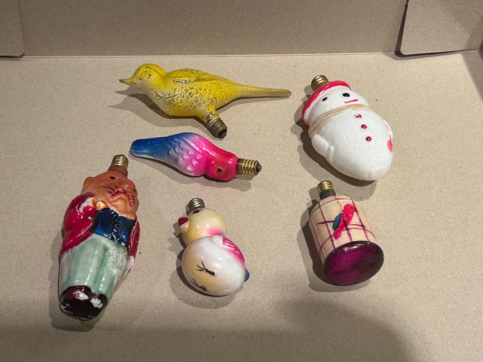 Six vintage figural Christmas light bulbs eBay