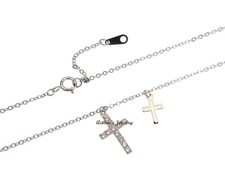 STERLING SILVER 925 CZ CUBIC ZIRCONIA CROSS NECKLACE CHAIN INCLUDED 16" 1"