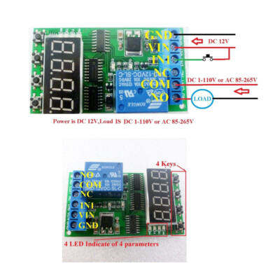 High-Trigger Multifunction Delay Relay PLC Cycle Timer Switch micro-Control 12V
