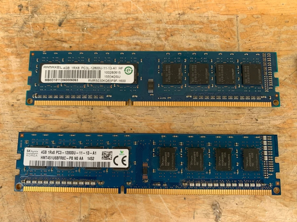 4 Piece Hynix 4GB PC3-12800U & 19600U Lenovo & Ramaxel 4GB 1RX8 Memory Module - Image 2 of 4