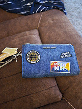 Michael Kors Women’s Travel Wristlet Wallet 2-Zip 6 Card Slots Detachable Blue