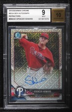 2018 Bowman Mega Box Chrome Mojo Refractor Spencer Howard BGS 9 MINT Auto 09an