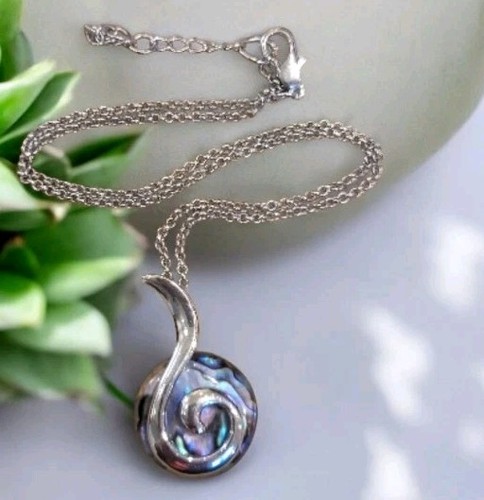 A.T. Storrs Wispering Winds Abalone Wild Pearle Silver Plated Necklace