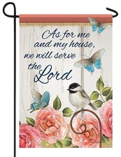 We Will Serve the Lord Floral Garden Flag
