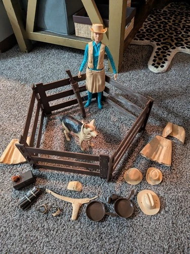 Vintage Jane West Doll & Flick Dog - Accessories Hats Clothes Bag Fence Cup Pans