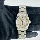 #28 Rolex 34mm OysterDate Precision Silver Dial Vintage Steel Men's Watch 6694