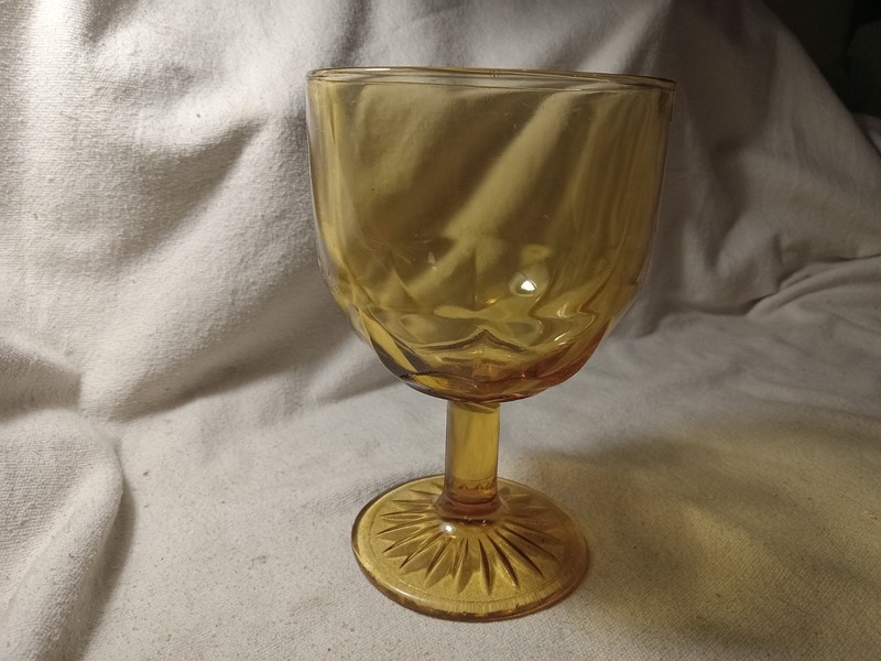 Vintage Yellow Glass Goblet 6 inches 