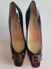 Jimmy Choo London Black Patent Leather Square Toe Stiletto Pumps, EUR 40