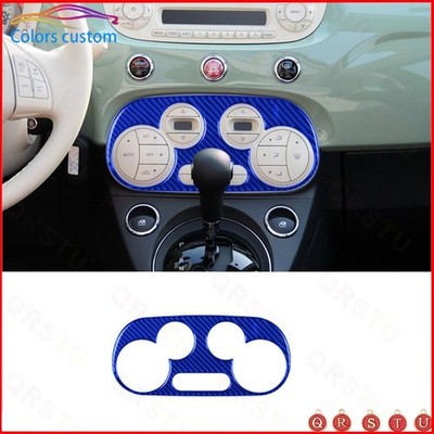 Blue Carbon Fiber Interior Digital Climate Console Cover Trim For 12-15 Fiat 500