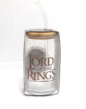 Lord of the Rings Glass Sipper Tumbler, Bamboo Lid, Straw