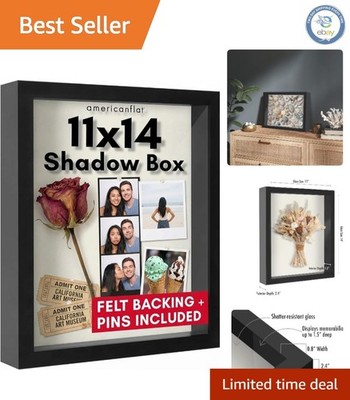 Black 11x14 Shadow Box Display Case - Secure Your Cherished Keepsakes Stylishly