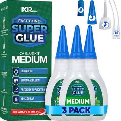 CA Glue Medium Viscosity Kit (3x1.75 oz.) Cyanoacrylate Glue, Super Glue for ...