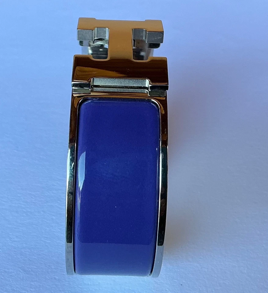 Brazalete Brazalete HERMES PM Talla Púrpura Esmalte Paladio Clic Clac H Foto 4 de 4