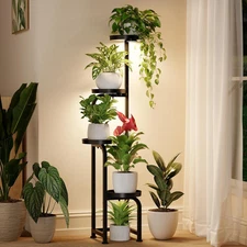 Plant Stand with Grow Light, Corner Metal Flower Pot Stands for Multiple Plants,