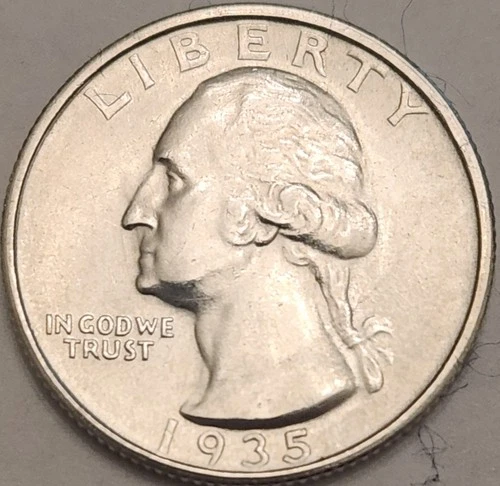 1935-S Washington Quarter AU – San Francisco Mint – Early Date – 90% Silver