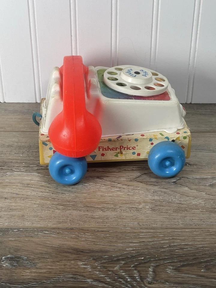 ВИНТАЖНЫЙ 1961 FISH PRICE БОЛТОВНЯ ТЕЛЕФОН #747 ДЕРЕВЯННЫЙ США СДЕЛАНО ИГРУШКА РАБОТАЕТ - Изображение 4 из 4