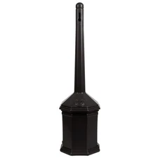 Durable Outdoor Trash Can With Cigarette Disposal Keyhole Opening Black"