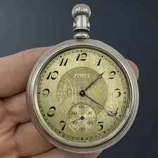 Antique 1918 ELGIN Pocket Watch Sz 16s Edwardian Open Face PARKER Case 15 Jewel