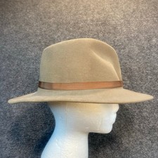 Scala Vintage Tan 100 Wool Felt Fedora Hat Made in USA Dorfman Pacific Size L