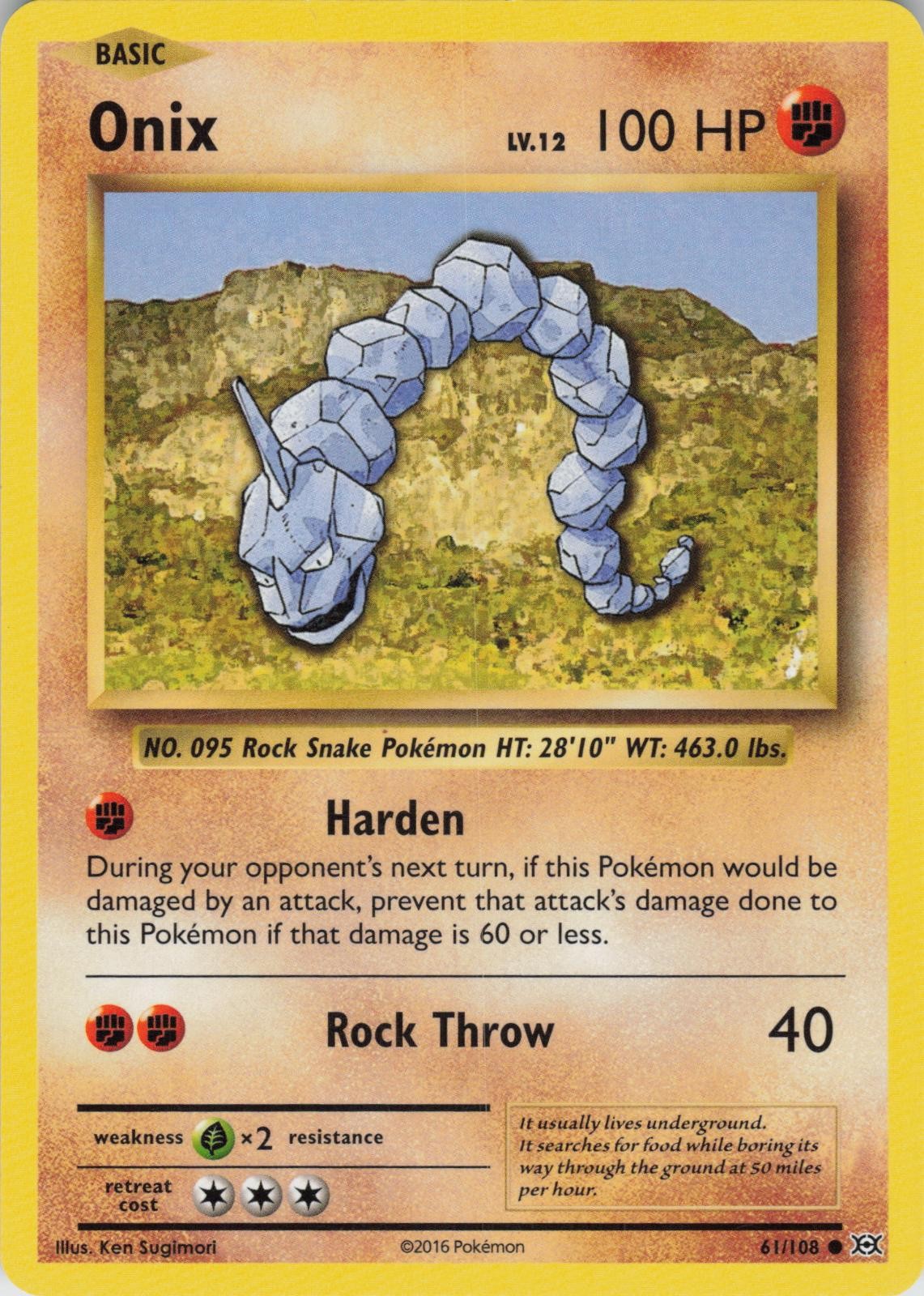 Onix 61/108 Common Evolutions Pokemon NM