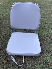 Attwood Boat Folding Fishing Seat 98395GY | Low-Back Gray Faux Leather