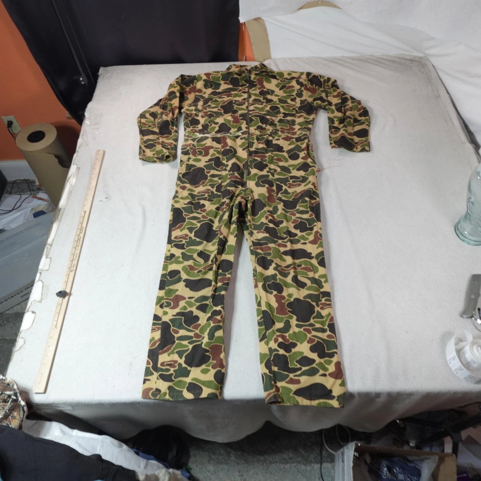 VINTAGE SAFTBAK Hunting Coveralls Mens Medium Duck Camo Hunter Fish Outdoor 60s