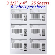 3-1/3" x 4" Address Shipping Mailing Labels Self Adhesive for Laser InkJet 6-UP