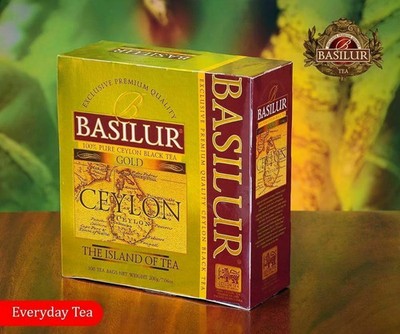 Basilur Gold Pure Ceylon Schwarztee, 100 Teebeutel 200g (7,05oz) X 03 Packungen