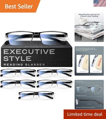 Executive Style Reading Glasses Men - Durable Readers with Blue Light Filteri...
