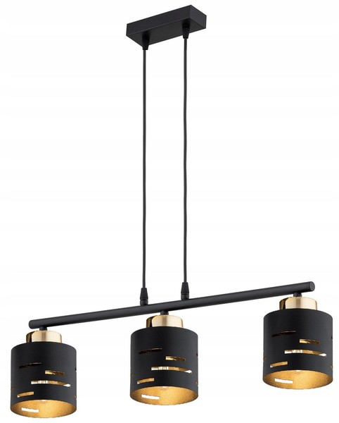 Pendelleuchte Esstisch 3-Flammig Schwarz Gold E27 L:60 Cm HäNgelampe Esszimmer-image