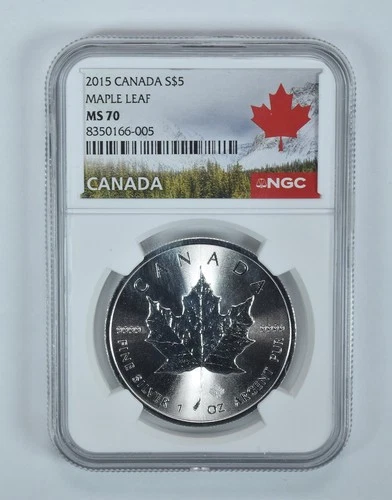 2015 Canada 5 Dollars Silver Maple Leaf MS70 NGC Canada Label *9984