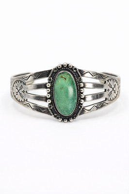 Vintage Maisel's Navajo Sterling Silver Green Turquoise Wide Cuff Bracelet 31mm