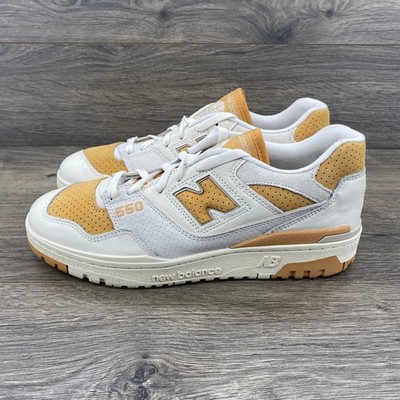 New Balance 550 Mens White Wheat Leather Suede Sneakers BB550LEA Size 10